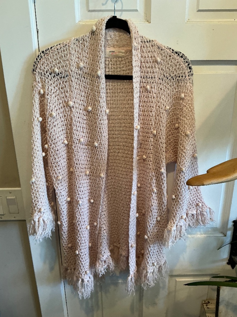 Snidel boho type sweater in light pink!  Size up to large